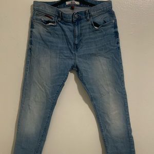 Tommy Hilfiger Slim Tapered Denim Pants, W:33 L:30, Color Blue and White.